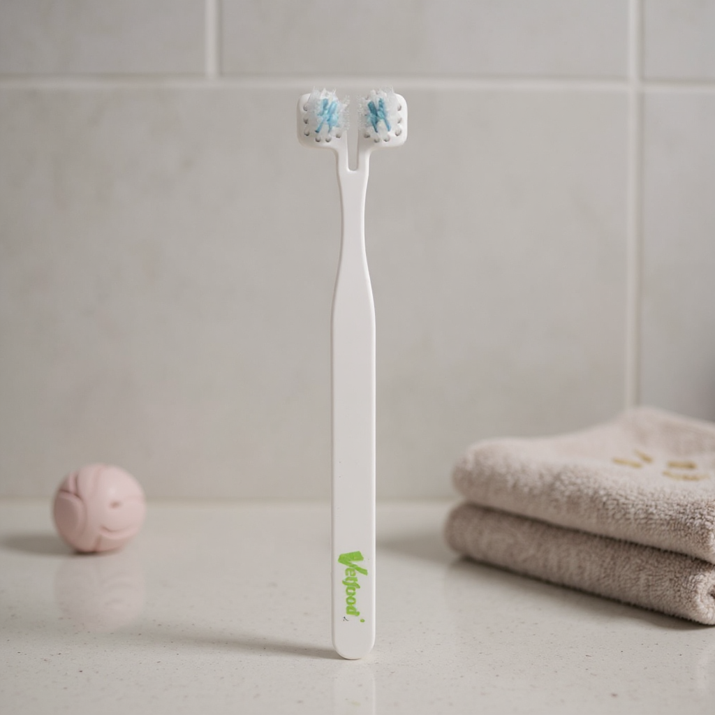 Vetfood Escova de dentes dupla para cães e gatos tamanho M